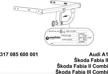 Фаркоп Westfalia для Audi A1 2010-2018. Артикул 317113600001